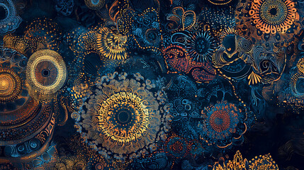 Abstract colorful background with intricate patterns.