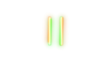 Neon icon pause symbol brown green color transparent background