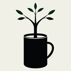 


     A black cup with a tree growing vector illustration.
