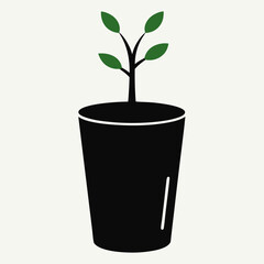 A black cup with a tree vector illustration.
