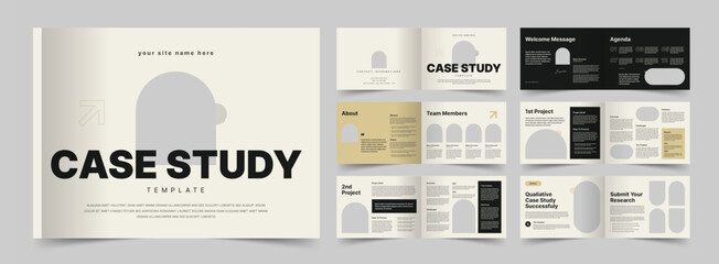 Case Study Booklet Brochure Template, Landscape Case Study Booklet, A4 Company Brochure, Vector