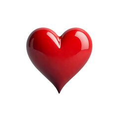A glossy, red heart icon floating against a black background, perfectly polished and symbolizing love and affection in its simplest form. Transparent background