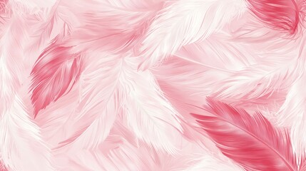 Graceful Flamingo Feather Seamless Pattern in Soft Pinks and Whites for Elegant Designs