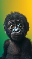 Obraz premium Baby Gorilla Portrait with Blue Eyes.