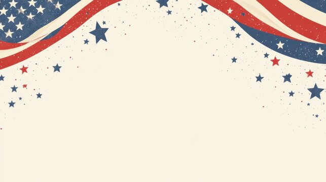 A decorative background featuring red and blue stripes with stars, ideal for patriotic themes and events.