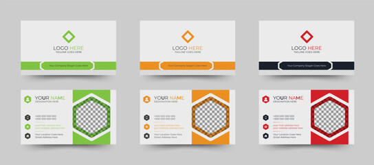 Three color type creative business card template design bundle or corporate business card template