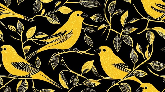 Elegance in Nature: Intricate Goldfinch Plumage with Radiant Yellows and Delicate Patterns