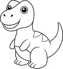 Cute Dinosaur with Smile Vector Design for Kids Creative Coloring
