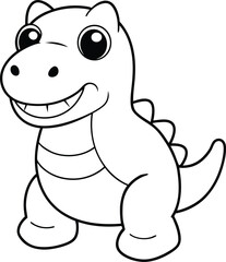 Smiling Dinosaur Vector Art Perfect for Kids Coloring Adventures
