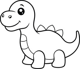Friendly Dinosaur with Smile Vector Illustration for Kids Coloring Fun
