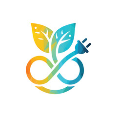 Sustainable Energy Symbol with Leaf and Plug Design