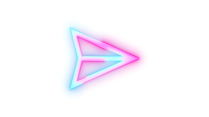Neon icon send arrow symbol cyan pink color transparent background