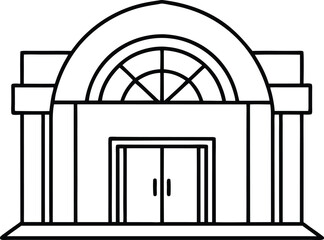 Arched Entrance Shopping Mall Fun Vector Art for Kids Coloring Book
