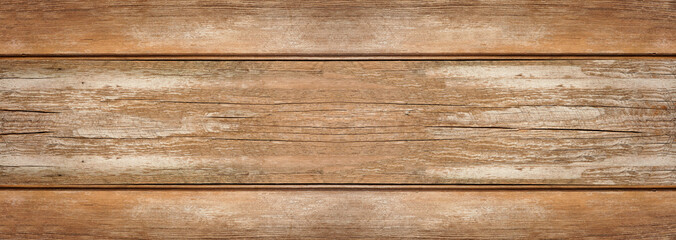 Rustic old weathered light brown wood plank banner background