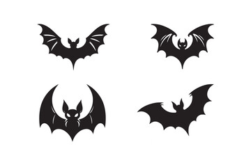 Naklejka premium Set of Bat vector art silhouette illustration