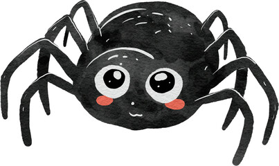 Cute Halloween Spider watercolor illustration