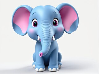 Fototapeta premium A cute, cartoon-style blue elephant with big ears and a friendly expression.