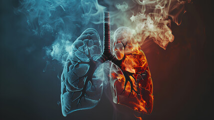 lungs filled with cigarette smoke