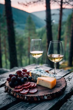 Romantic picknik in the mountains