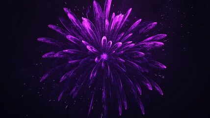 Banner Purple Firework celebrate anniversary happy new year 2024, 4th of july holiday festival. Banner Purple firework night time National holiday. Violet firework New year 2025 festival copy space