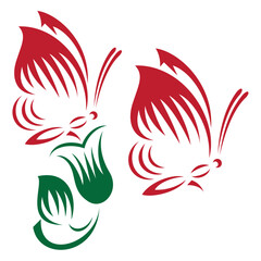 Obraz premium Flower with butterfly in abstract style.