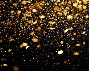 Golden glitter confetti background for a gala or birthday celebration invite