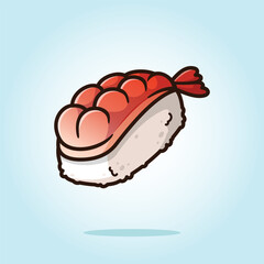 Ebi nigiri sushi - japanese food. Rice with shrimp. food vector cartoon illustration