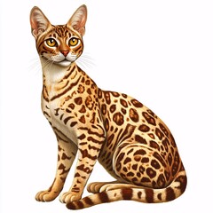 Illustration  of Arabian Mau Cat on White Background