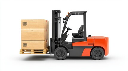 Forklift Lifting Pallets of Cargo Boxes