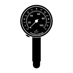 Tire Pressure Gauge Sign Symbol. Tire Pressure Check Equipment. Vector Illustration. 