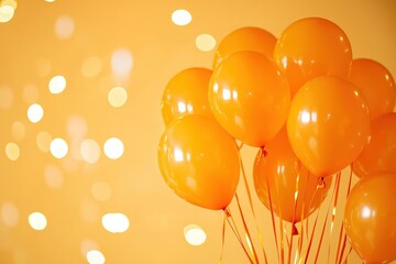 Light orange birthday background with orange balloons, festive and vibrant.