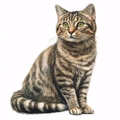 Fototapeta premium Cute Cyprus Cat Illustration on White Background