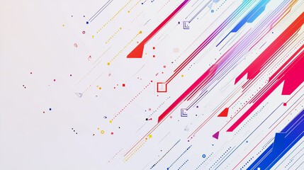 Abstract white background with Colorful circle lines. Digital future technology . Abstract business connection of lines from nodes innovation of communication in the network.