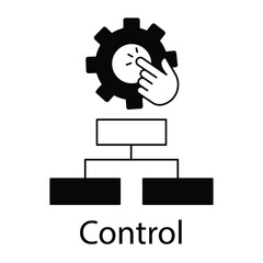Vector icon for system control with gear and hierarchy. Represents business organization and task management.