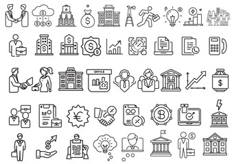 Business line art icons