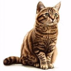 Illustration of a Manx Cat on a White Background