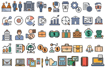 Business line art icons