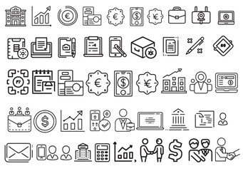 Business line art icons