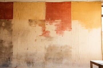 Wabi-sabi background, where hand-made paper meets natural dye and sumi ink on an ancient wall 