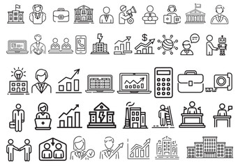 Business line art icons