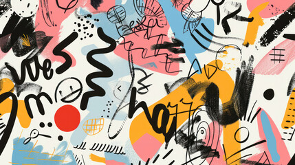 A whimsical, hand-drawn banner with playful doodles and sketches, featuring unique typography and irregular lines, creating a fun, artistic vibe for creative brands or events