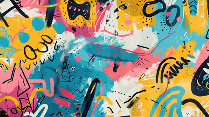 A whimsical, hand-drawn banner with playful doodles and sketches, featuring unique typography and irregular lines, creating a fun, artistic vibe for creative brands or events