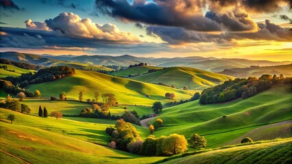 Serene Rolling Hills Clip Art for Nature Themes, Illustrations, and Scenic Backgrounds Design Projects