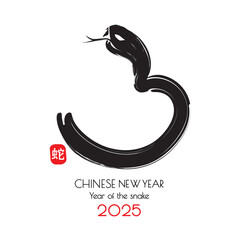 Chinese's Snake Year of the Ink Painting, simbol of 2025 year.