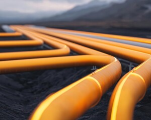 Concept of geothermal energy extraction pipes, modern technology harnessing heat for clean power