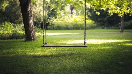 Peaceful Swing in a Lush Green Park Setting