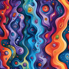  An abstract pattern of flowing liquid shapes and bubbles