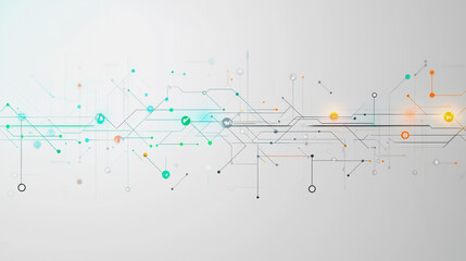 Abstract white background with Colorful geometric and circle lines. Digital future technology . Abstract business connection of lines from nodes innovation of communication in the network.