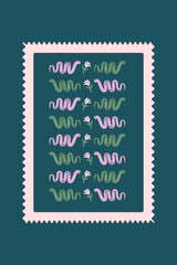 Snakes poster. Reptile animals background. Dark card. Vector hand drawn illustration