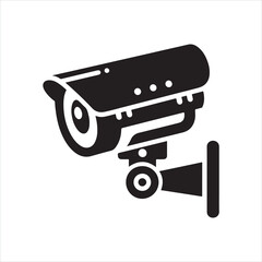 Security camera icon silhouette on white background
